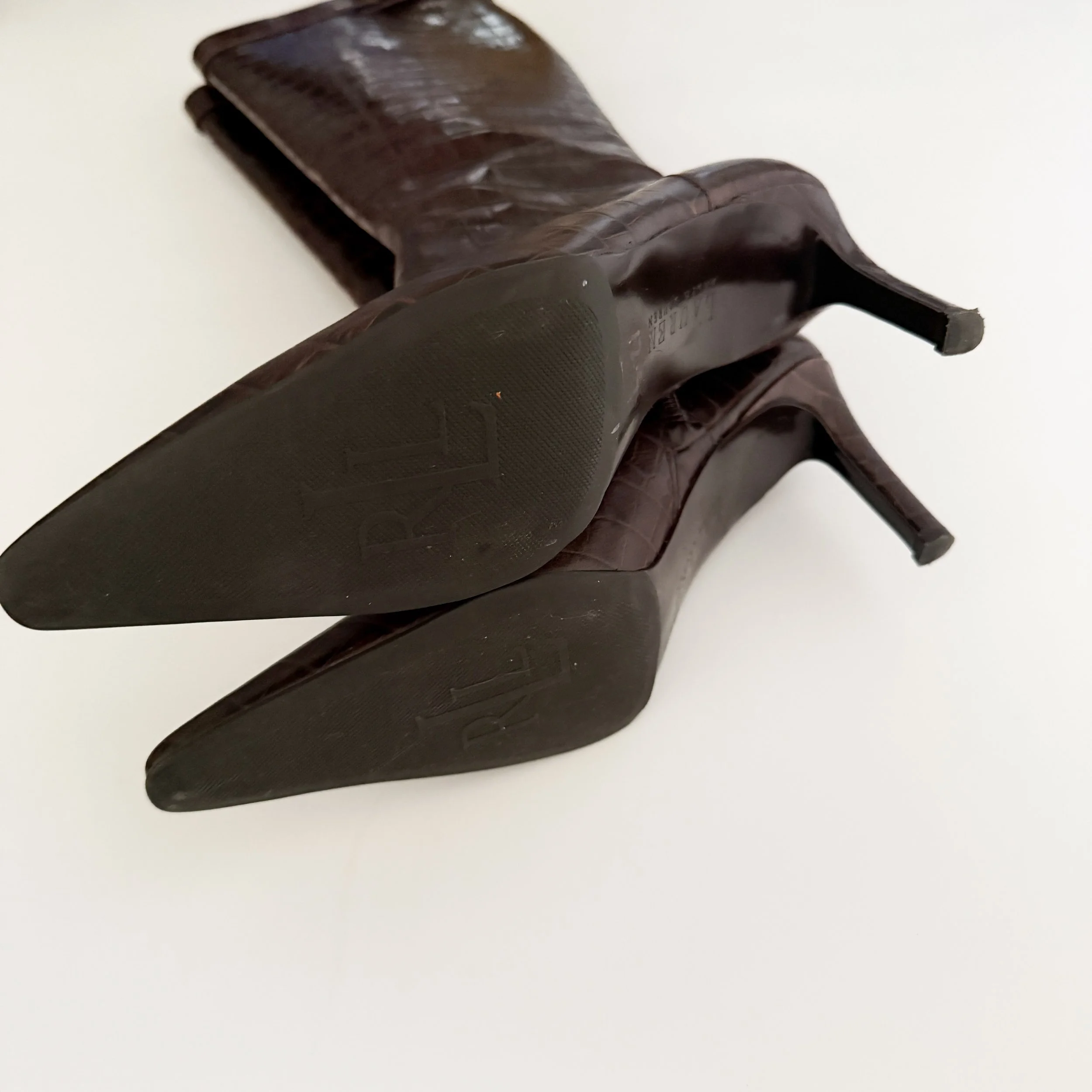 Prada Vintage Black Leather Rosebud Ankle Strap Heels (US 9